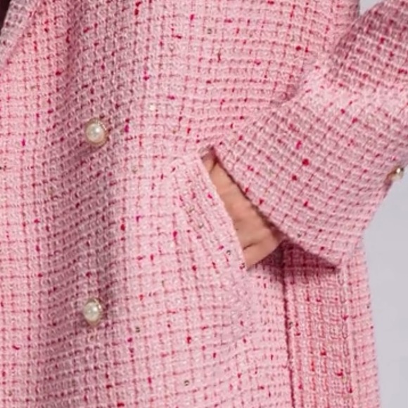 Motf Shein new 1 day sale. womens size large pink tweed with small sequins NEW! - Picture 5 of 11